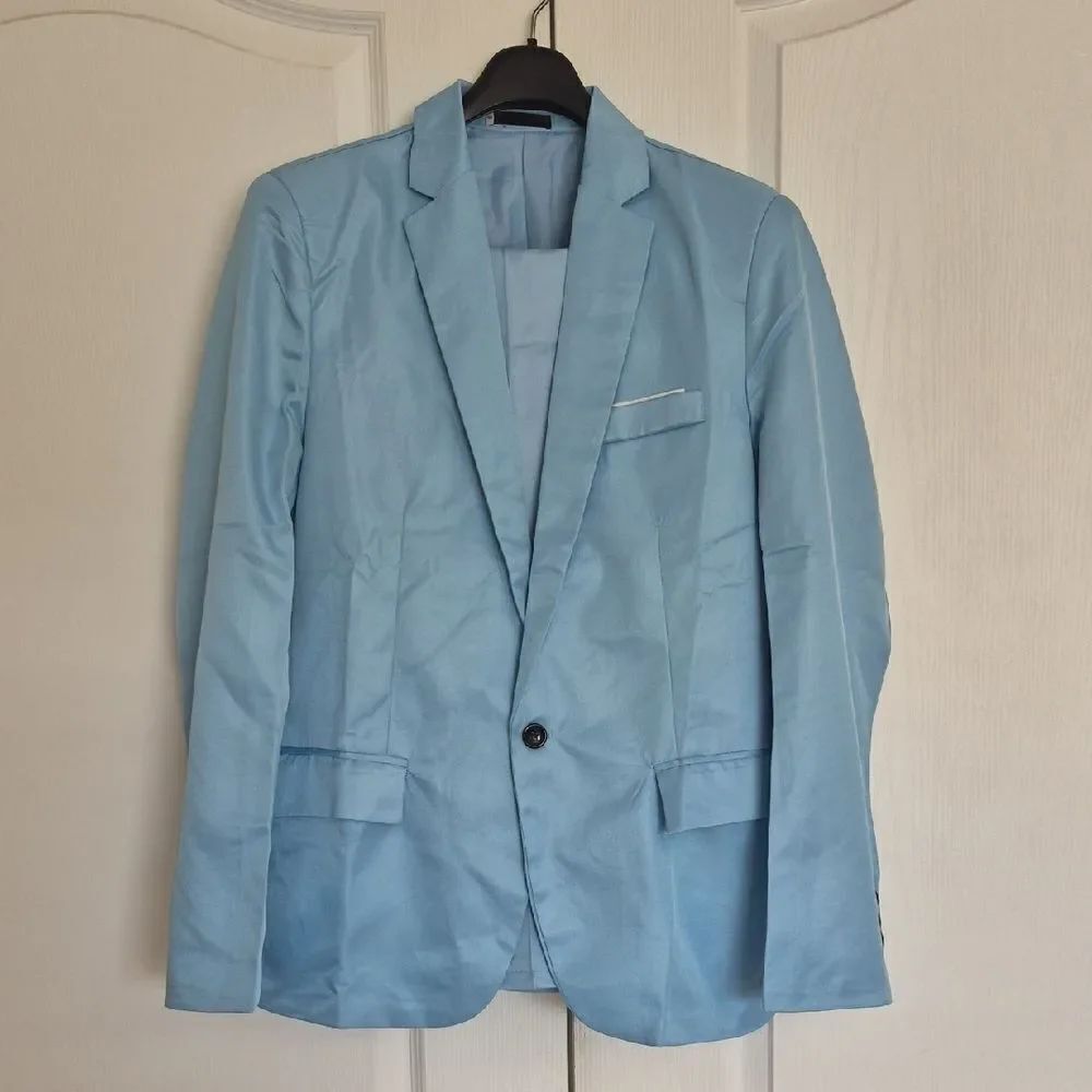 Elegant Sky Blue Men's Blazer Suite